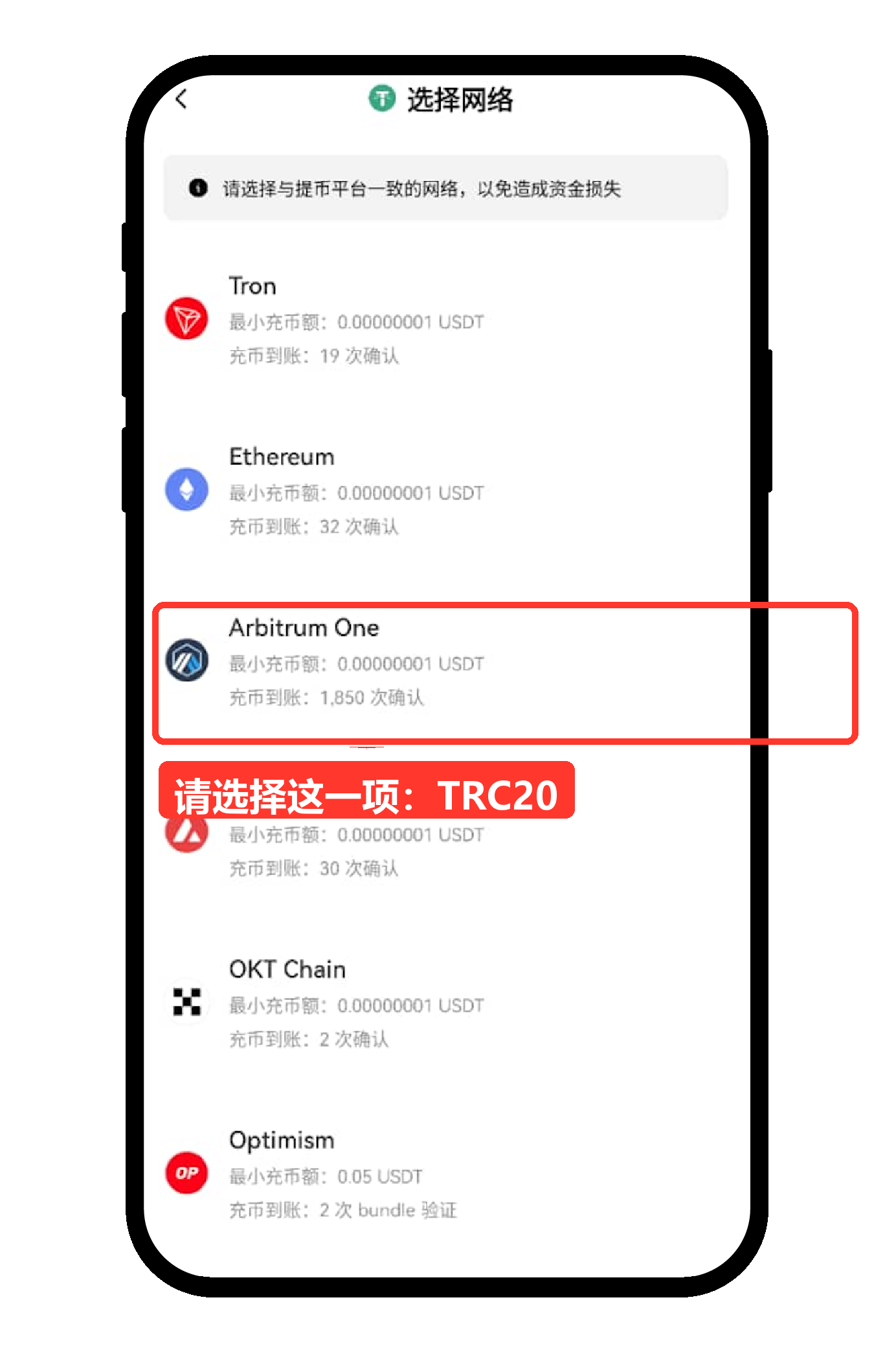 亚星官网USDT教程-选择TRC20提币网络